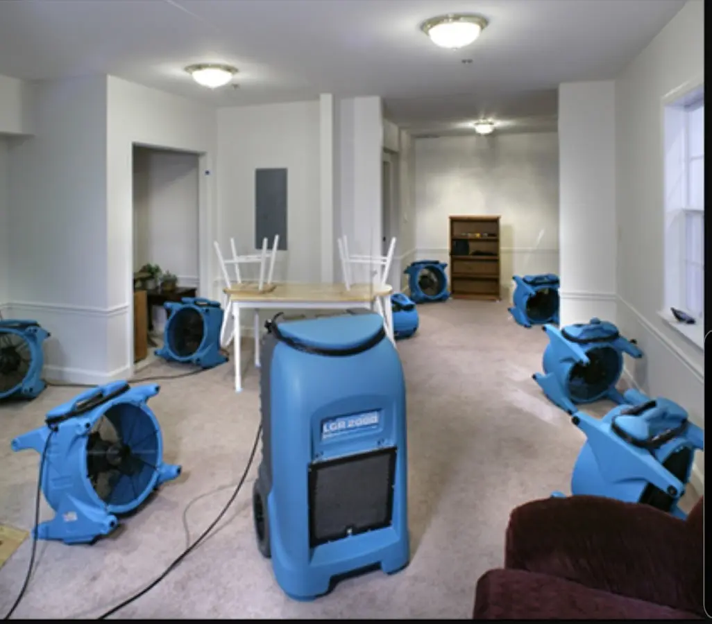 Air movers and dehumidifier setup for Water Extraction & Removal in Westmont